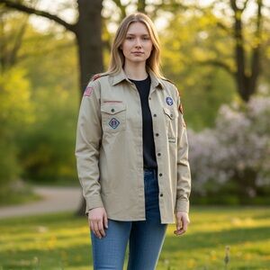 Vintage Boy Scout L/S Khaki Top with Patches